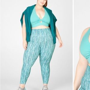 Fabletics Powerhold size 1X green/blue stripe